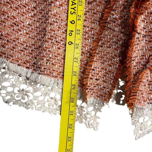 Ryu NWT Tweed Crochet Jacket Orange Cream Soze Medium Boho Classy Professional - Picture 3 of 10